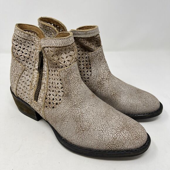 Corkys Girl Bovina Ankle Booties Women's Tan Leather Distressed Side Zip Sz 7 - Picture 1 of 9